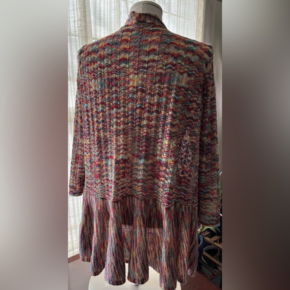 Roz & Ali Multicolor Open-Front Knit Cardigan - Picture 2 of 3